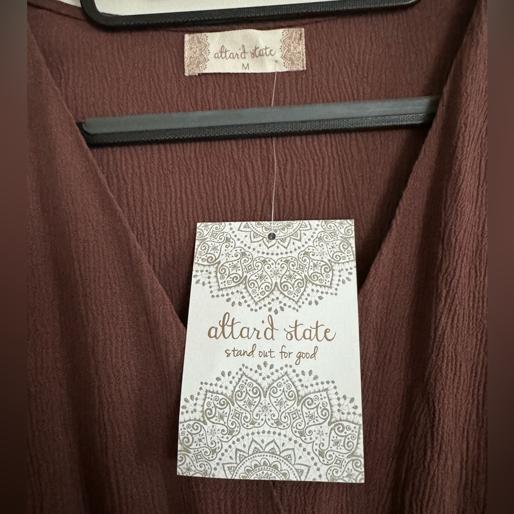 NWT Altar’d State V-neck Brown long sleeve dress - Picture 5 of 5